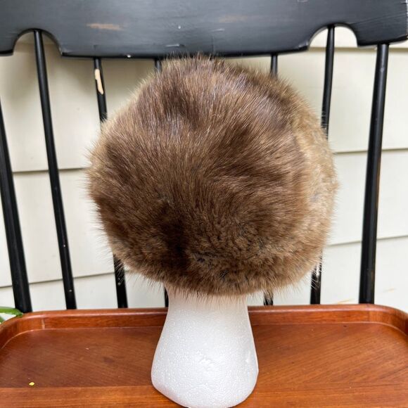 VTG Boutique Kate\'s Real Fur Pillbox Hat Jackie O Mod Winter Glam main image 5